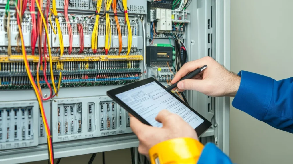 a man testing hvac unit wiring